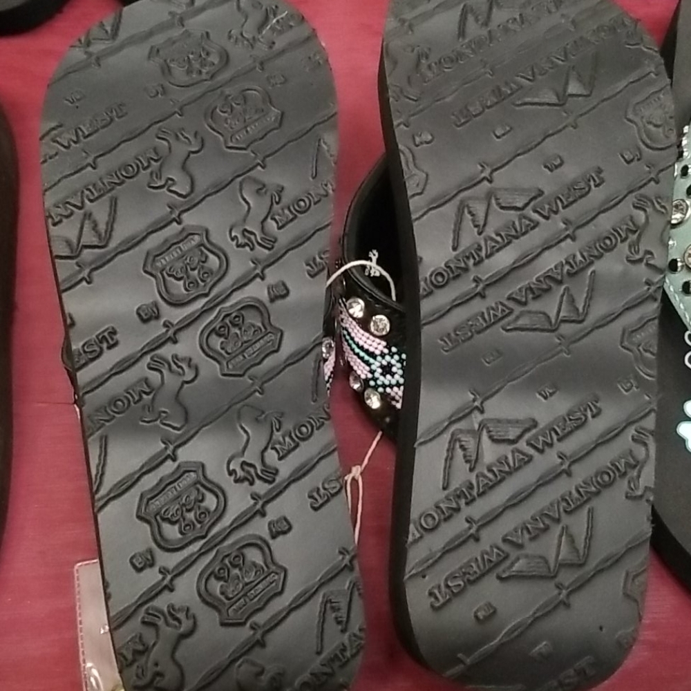 Montana West Flip Flops Bling Beaded Wedge Sandals - Picture 3 of 3